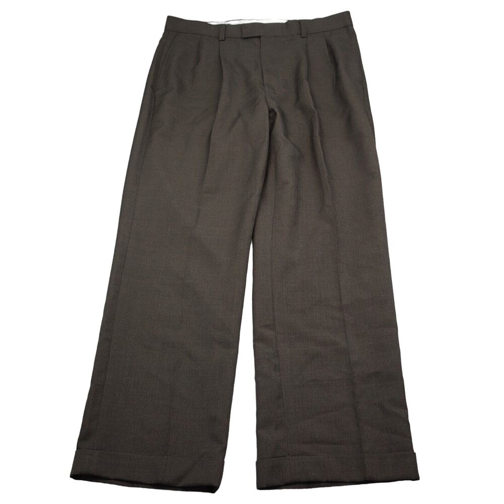 Michael Brandon Pants Mens 36 Brown Pleated Front Straight Leg Dress Pants